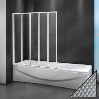 Шторка для ванны складная  Cezares Relax RELAX-V-5-120/140-P-Bi-L 124.3 см, стекла рифленые, профиль серый