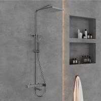 Душевая система со смесителем Vincea Cube VSFS-1C1GM монтаж настенная с термостатом вороненая сталь