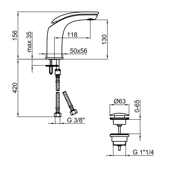 Смеситель для раковины Webert Aria AI830102560 черный