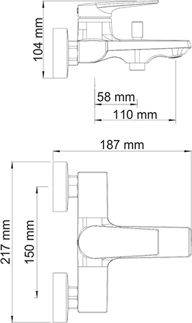 Смеситель для ванны или душа Wasserkraft Lopau 3201 настенный 
без термостата хром
