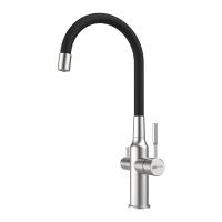 Смеситель для кухни Lemark Expert LM5083S-Black с подключением к фильтру черный/сталь