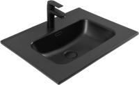 Раковина мебельная прямоугольная Aquanet Flat 00329253 керамика цвет черный матовый