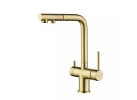 Смеситель для кухни Paulmark SERPENTINE Se213222-LG с подключением к фильтру светлое золото