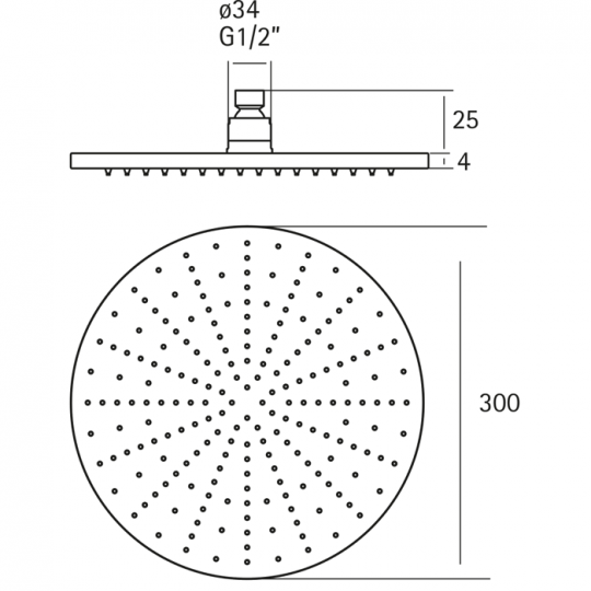 Верхний душ Cisal Xion DS016420D1 нержавеющая сталь 
