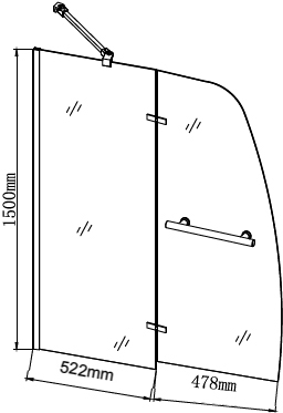 Шторка для ванны распашная  Grossman  GR-102/1 100 см, стекла прозрачные, профиль хром