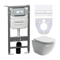 Комплект инсталляции с подвесным унитазом Ceramica Nova Metropol CN4002_1002W_1000 крышка-сиденье в комплекте быстросъемное с микролифтом, клавиша смыва в комплекте белая