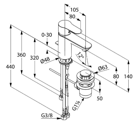 Смеситель для раковины Kludi Objekta 322340575 хром