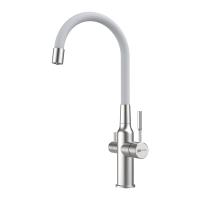 Смеситель для кухни Lemark Expert LM5083S-White с подключением к фильтру белый/сталь