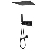 Душевая система со смесителем Abber Daheim AF8254B монтаж настенная без термостата черный матовый