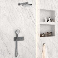 Душевая система со смесителем Vincea  VSFW-422T2GM монтаж встраиваемая в стену с термостатом вороненая сталь