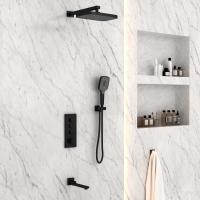 Душевая система со смесителем Vincea  VSFW-433T1MB монтаж встраиваемая в стену с термостатом матовый черный