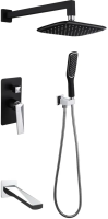 Душевая система со смесителем Boheme Venturo 374-B-2 монтаж встраиваемая в стену без термостата черный/хром