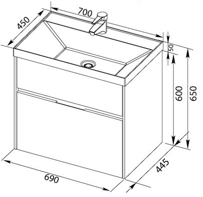 Раковина мебельная прямоугольная Aquanet Орлеан 00179394 литьевой мрамор цвет белый