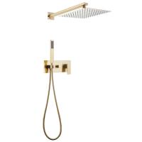 Душевая система со смесителем Abber Daheim AF8218G монтаж встраиваемая  в стену без термостата матовое золото