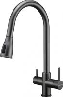 Смеситель для кухни Paulmark Lange La214212-GM с подключением к фильтру воронёная сталь