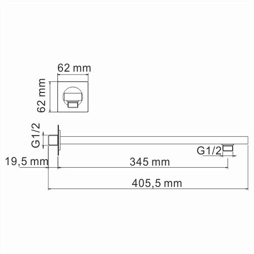 Штанга Wasserkraft  A063 хром 