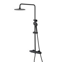 Душевая система со смесителем Lemark Bronx LM3770BL монтаж настенная с термостатом черный