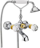 Смеситель для ванны или душа Webert Karenina KA720201017 Chrome-Gold настенный 
без термостата хром/золото
