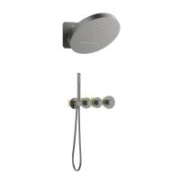 Душевая система со смесителем Timo Saona SX-2329/18SM монтаж встраиваемая в стену с термостатом черное золото