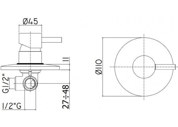 Смеситель для душа Paffoni Light LIG011ST встраиваемый в стену 
без термостата Steel looking