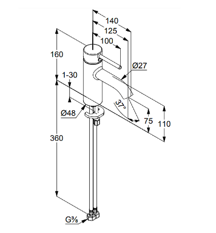 Смеситель для раковины Kludi Bozz 38272N076 брашированное золото