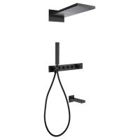 Душевая система со смесителем Abber Rund AF8753B монтаж встраиваемая в стену с термостатом черный матовый