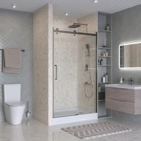Душевая дверь BelBagno Marino MARINO-2-BF-1-110-C-GM 110 см стекла прозрачные, профиль оружейная сталь