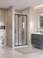 Душевая дверь BelBagno Uno UNO-195-BF-3-100-C-NERO 100 см стекла прозрачные, профиль черный матовый