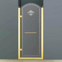 Душевая дверь Cezares Retro RETRO-A-B-1-90-CP-G-L 90 см стекла с узором прозрачные, профиль золото