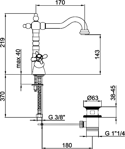 Смеситель для раковины Webert Ottocento OT700302015 хром