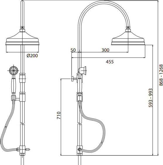 Душевая система без смесителя Cezares Elite ELITE-CAI-01-Bi монтаж   