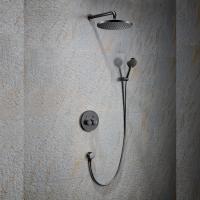Душевая система со смесителем Black&White Universe U7566GM монтаж встраиваемая  в стену с термостатом вороненая сталь