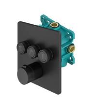 Смеситель для душа на 3 выхода Plumberia Selection PSBOX KITPSB2903NO встраиваемый в стену 
с термостатом черный матовый