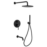 Душевая система со смесителем Abber Kreis AF8117B монтаж встраиваемая в стену без термостата черный матовый