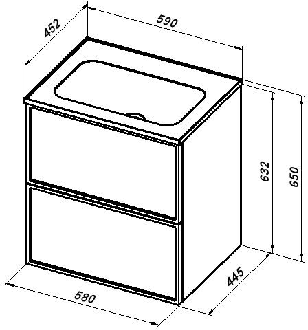 Раковина мебельная прямоугольная Aquanet Арт 00306390 литьевой мрамор цвет белый