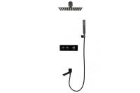 Душевая система со смесителем ALMAes Stora TVZ-0899 монтаж встраиваемая в стену с термостатом черный матовый