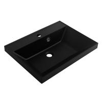 Раковина мебельная прямоугольная BelBagno  BB600/450-LV-ART-AST-NERO литьевой мрамор цвет черный глянцевый
