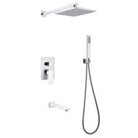 Душевая система со смесителем Abber Weiss Insel AF8017W монтаж встраиваемая в стену без термостата белый-хром