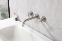 Смеситель для умывальника двухвентильный Abber Wasser Kreis AF81121SP встраиваемый в стену сатин без донного клапана