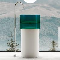 Раковина  круглая Abber Kristall AT2701White-Aquamarin искусственный камень полиэфирная смола цвет белый-бирюзовый