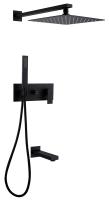 Душевая система со смесителем Abber Daheim AF8217B монтаж настенная без термостата черный матовый