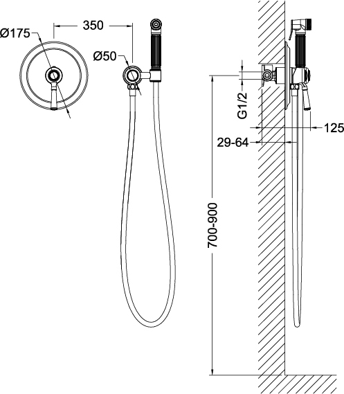 Гигиенический душ Timo Arisa 5309/00SM встраиваемый в стену хром