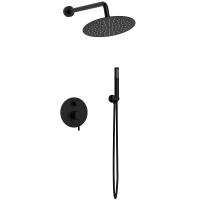 Душевая система со смесителем Raiber Graceful RPB-005 монтаж встраиваемая в стену без термостата черный матовый