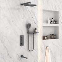 Душевая система со смесителем Vincea  VSFW-431T1RGM монтаж встраиваемая в стену с термостатом вороненая сталь