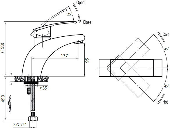 Смеситель для раковины Cezares Turbolenza TURBOLENZA-C-LS-01-W0 