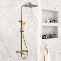 Душевая система со смесителем Vincea Cube VSFS-1C1BG монтаж настенная без термостата брашированное золото