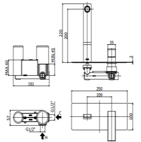 Смеситель для раковины Paffoni Elle EL105CR70 