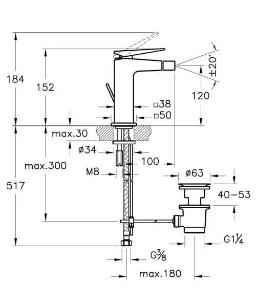 Смеситель для биде VitrA Brava A42612EXP латунь хром