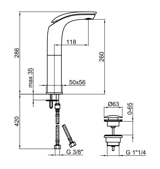 Смеситель для раковины Webert Aria AI830402560 черный