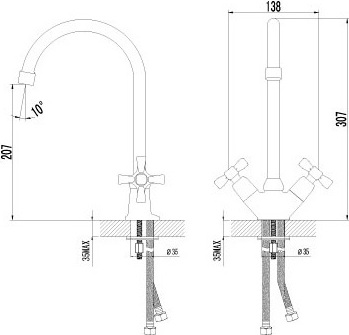Смеситель для кухни Lemark Benefit LM2505C без подключения к фильтру хром